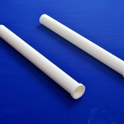 customized 99.7 aluminium oxide ceramic  tube with flange high mechanical strength for vacuum furnace high temperatured application 